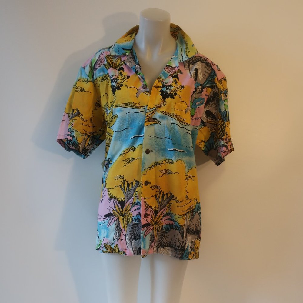 NWT Mens Ele Laguna Beach Multicolor Surfer Button Shirt XL * - Picture 2 of 7